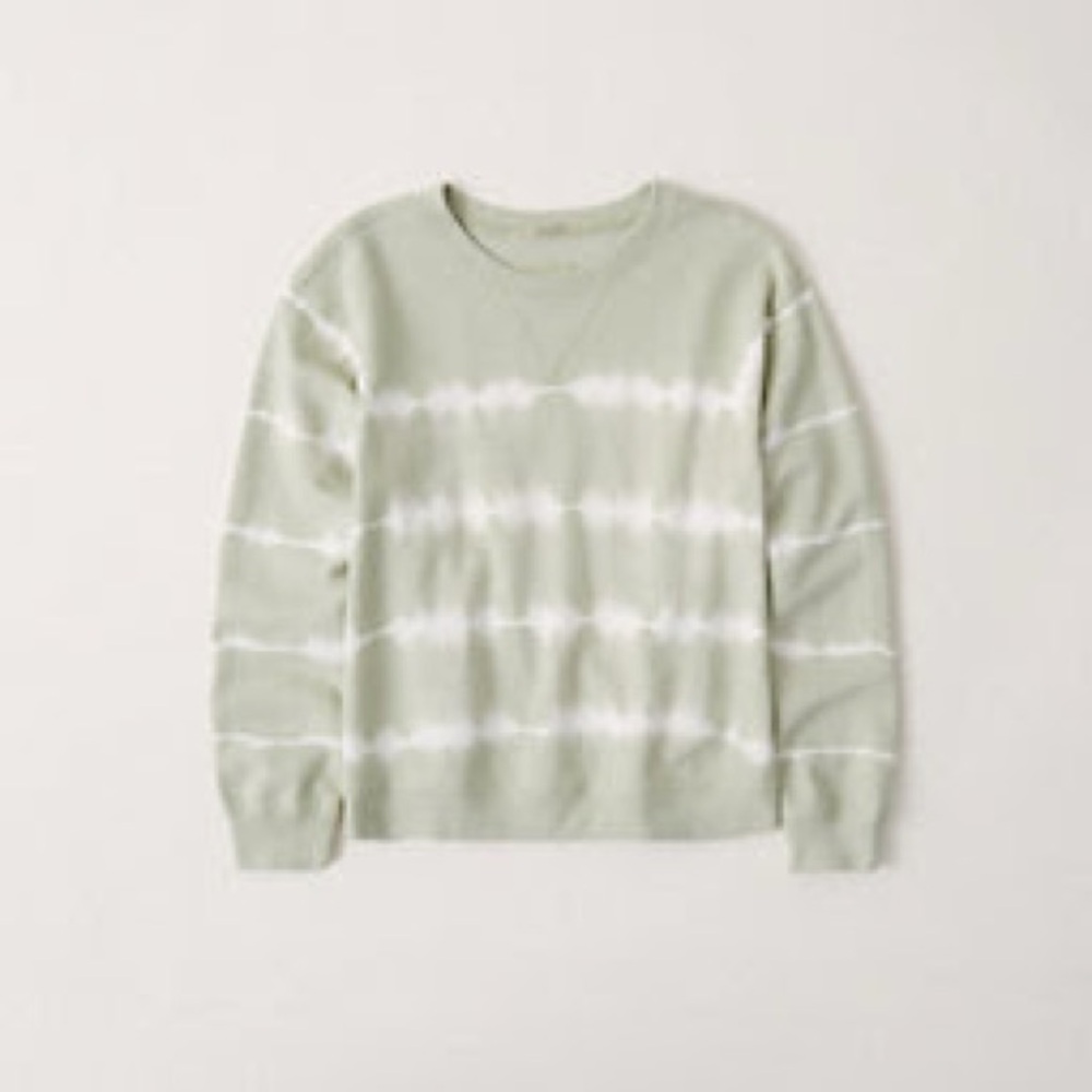 Abercrombie & Fitch Tie-Dye Wash Crew Sweatshirt in Light Green, size Small
